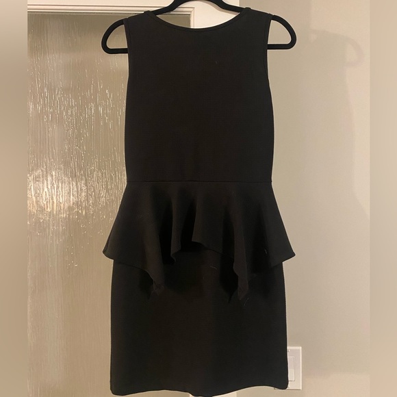 Mesmerized Black Body Contouring Stretchy Peplum Dress Gold Hardware, Size Small - Picture 4 of 4